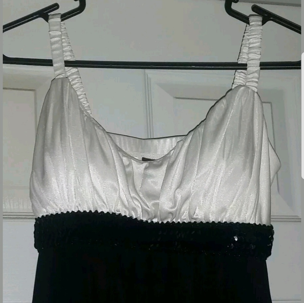 Black and White Asymmetric, spaghetti strap dress